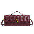 Pochette baguette céleste pour femme Fiorelle - Minaudière tressée à fermoir pression avec bandoulière chaîne