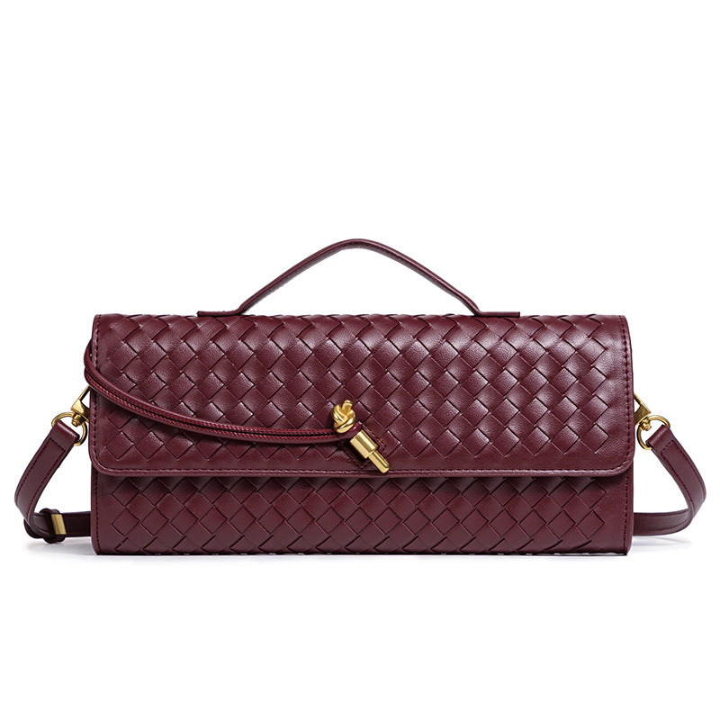 Pochette baguette céleste pour femme Fiorelle - Minaudière tressée à fermoir pression avec bandoulière chaîne
