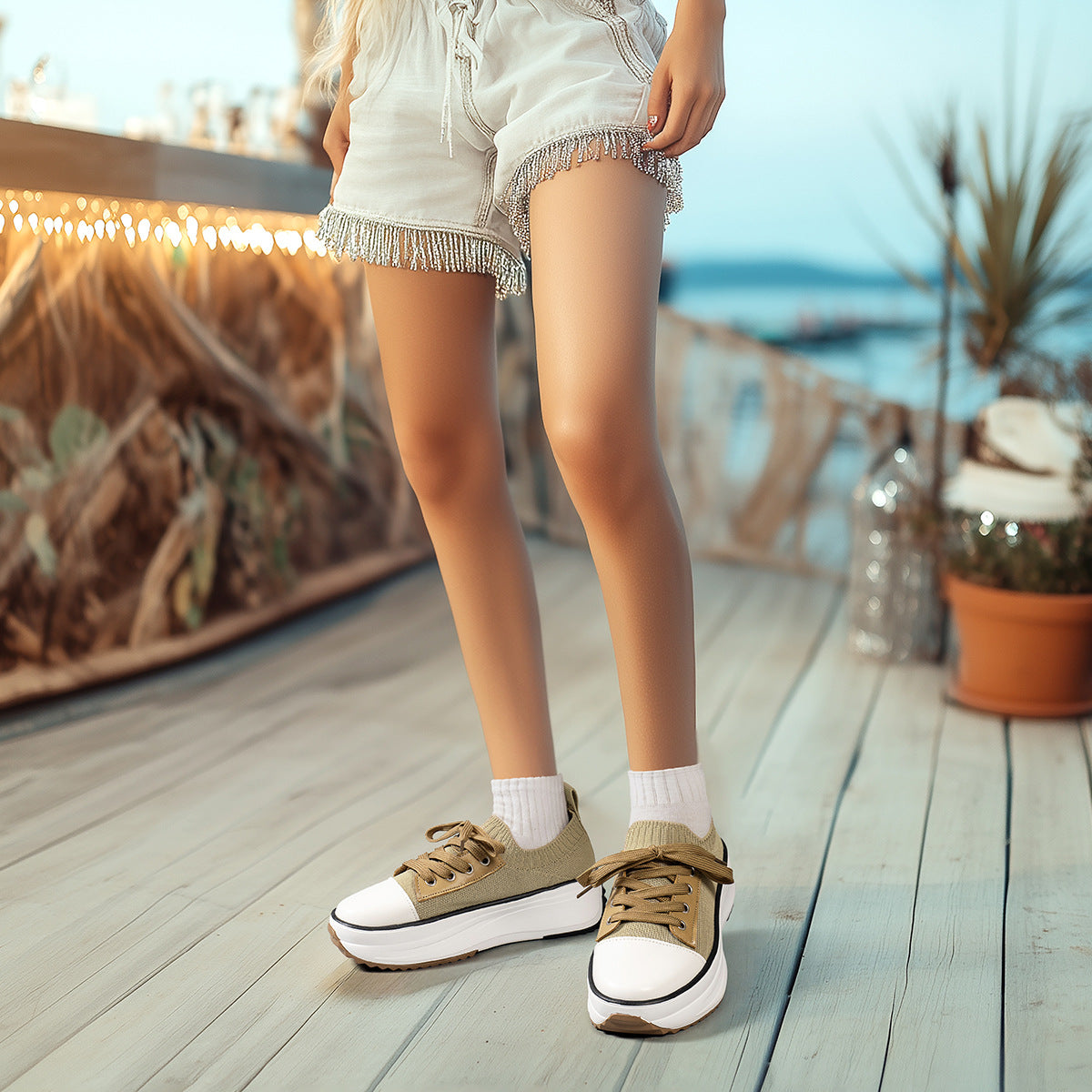 Chaussures de sport décontractées à plateforme en maille respirante pour femmes grandes tailles Fiorelle