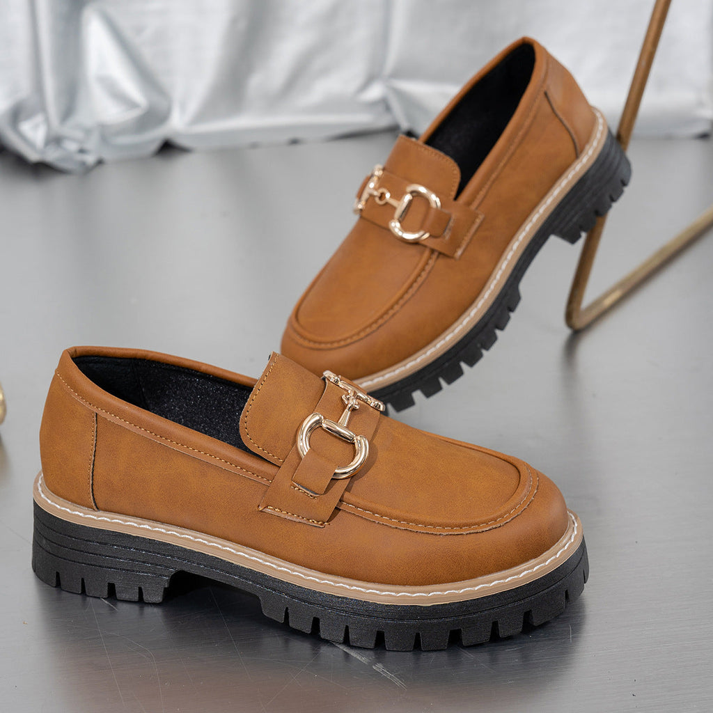 Mocassins rétro à plateforme et talon épais, style color-block, pour femmes grandes tailles Fiorelle