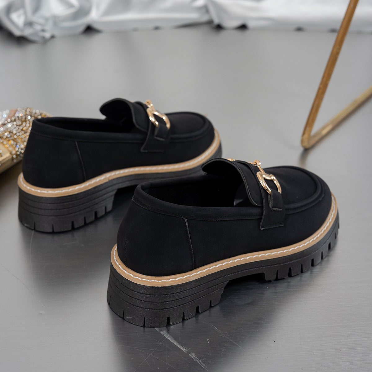 Mocassins rétro à plateforme et talon épais, style color-block, pour femmes grandes tailles Fiorelle