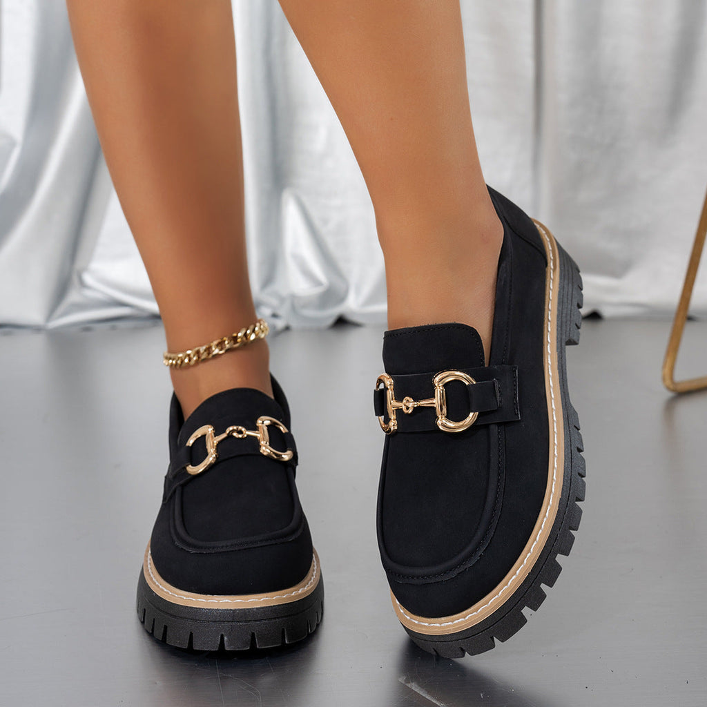 Mocassins rétro à plateforme et talon épais, style color-block, pour femmes grandes tailles Fiorelle