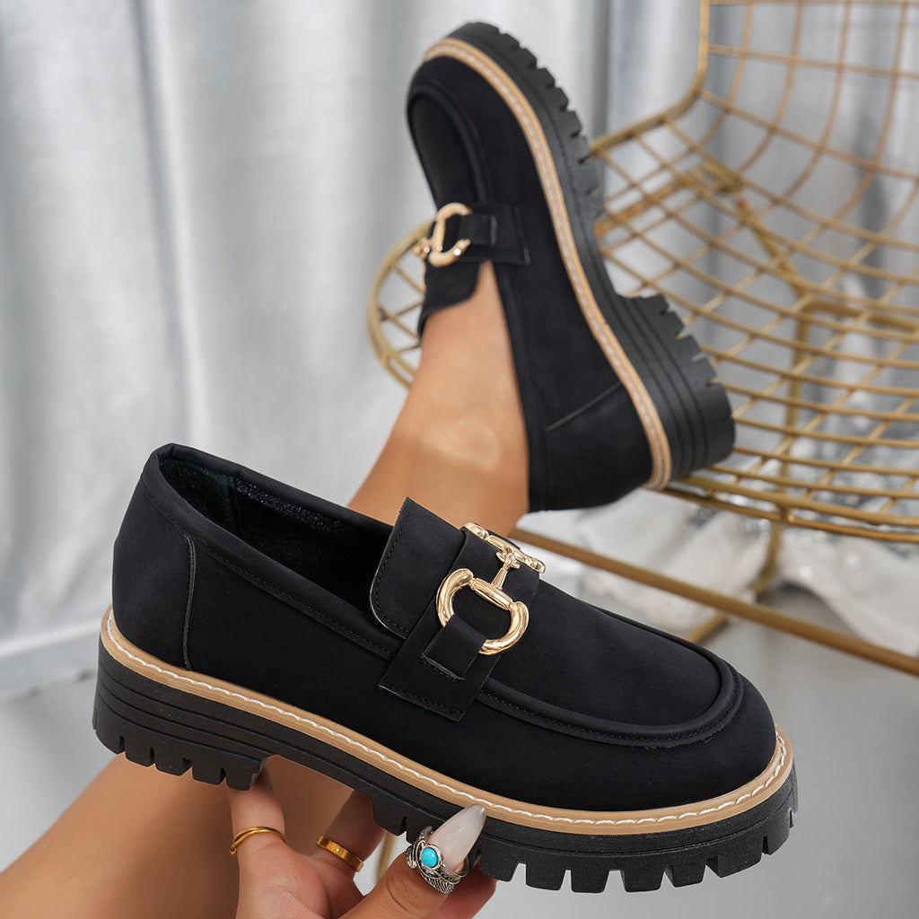 Mocassins rétro à plateforme et talon épais, style color-block, pour femmes grandes tailles Fiorelle