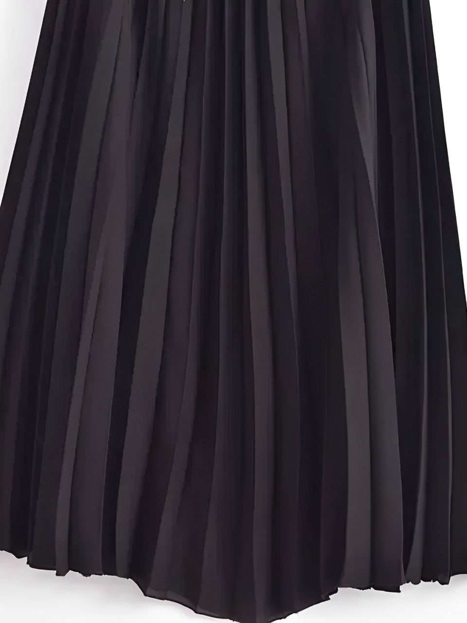 Ärmelloses, tailliertes Midikleid mit Falten und V-Ausschnitt – Simona