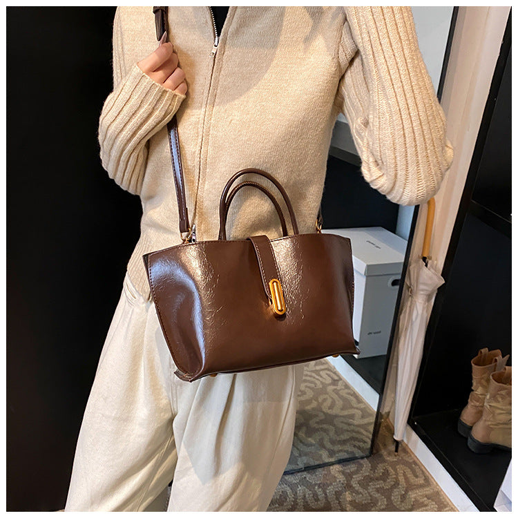 Fiorelle Damen-Pendlertasche, poliert – Wandelbare Arbeitstasche aus strukturiertem Leder | Geräumige Umhänge- und Tragetasche für Berufstätige
