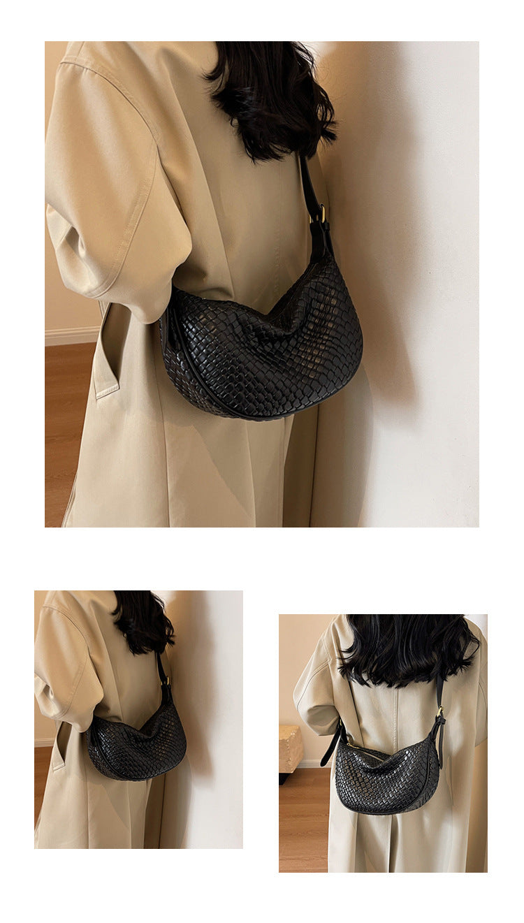 Fiorelle Damen Riviera Bias-Weave Crescent – Umwandelbare Schulter- zu Umhängetasche in französisch inspirierter Narbung