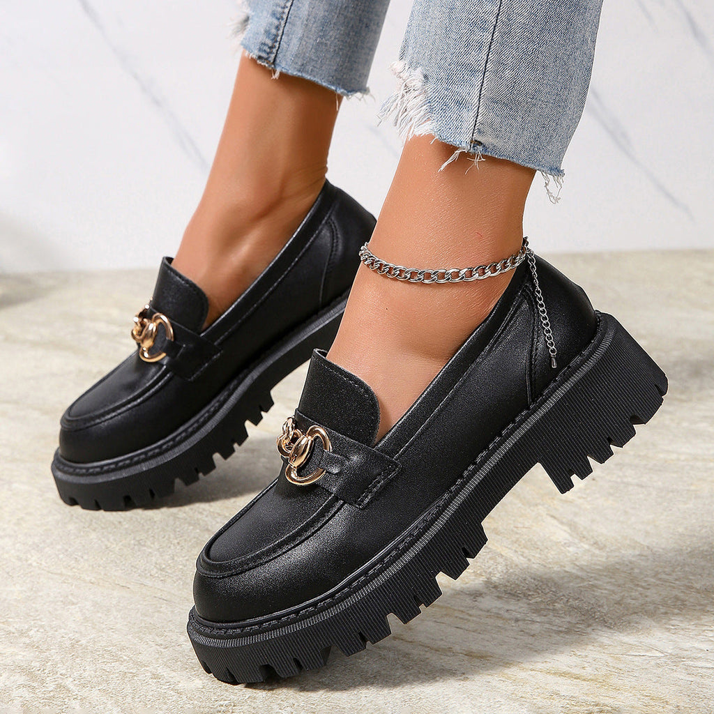 Fiorelle Damen-Loafer in Übergröße, britisches Design, Plateau-Slipper aus Leder