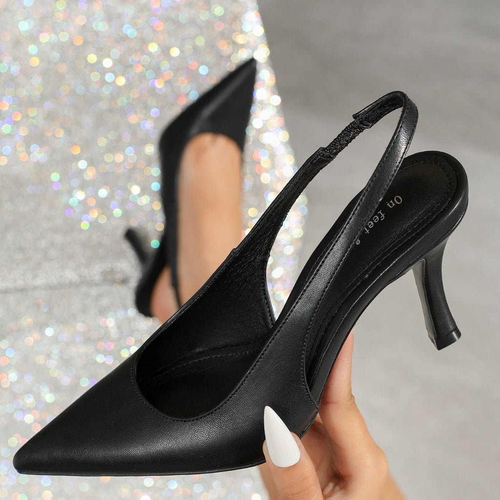 Fiorelle Damen Élise minimalistische High Heels im französischen Stil mit Schnallenriemen und spitzer Zehenpartie – schmale Stiletto-Pumps (US 5–10)