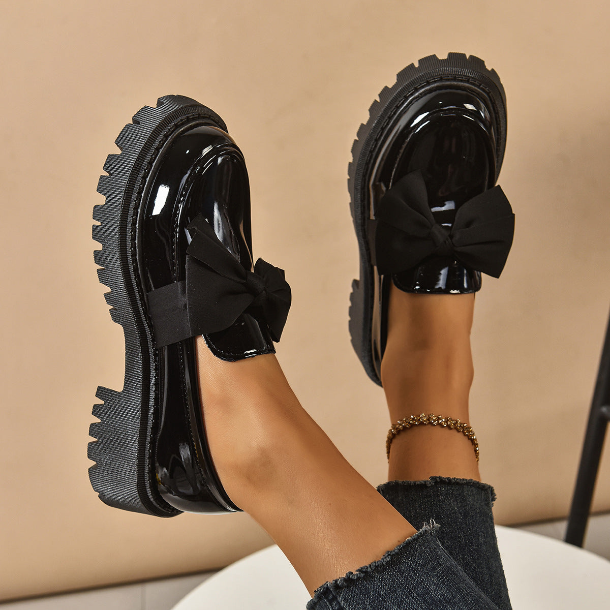 Mocassins à enfiler BowEase pour femme Fiorelle – Chaussures plates classiques à nœud (US 4–10)