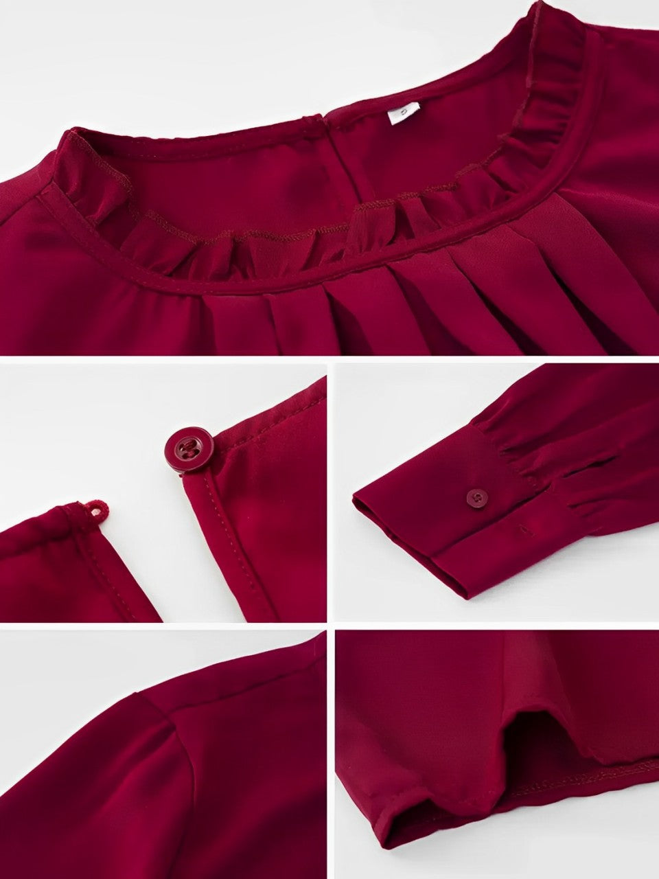 Gerafftes Shirt mit Rundhalsausschnitt und langen Ärmeln – Angelina