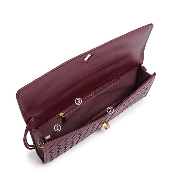 Pochette baguette céleste pour femme Fiorelle - Minaudière tressée à fermoir pression avec bandoulière chaîne