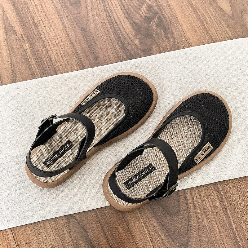 Sandales romaines fermées en lin et résille Fiorelle Mirelle pour femme – Ballerines confortables, légères et décontractées pour le quotidien (pointures US 4–10)
