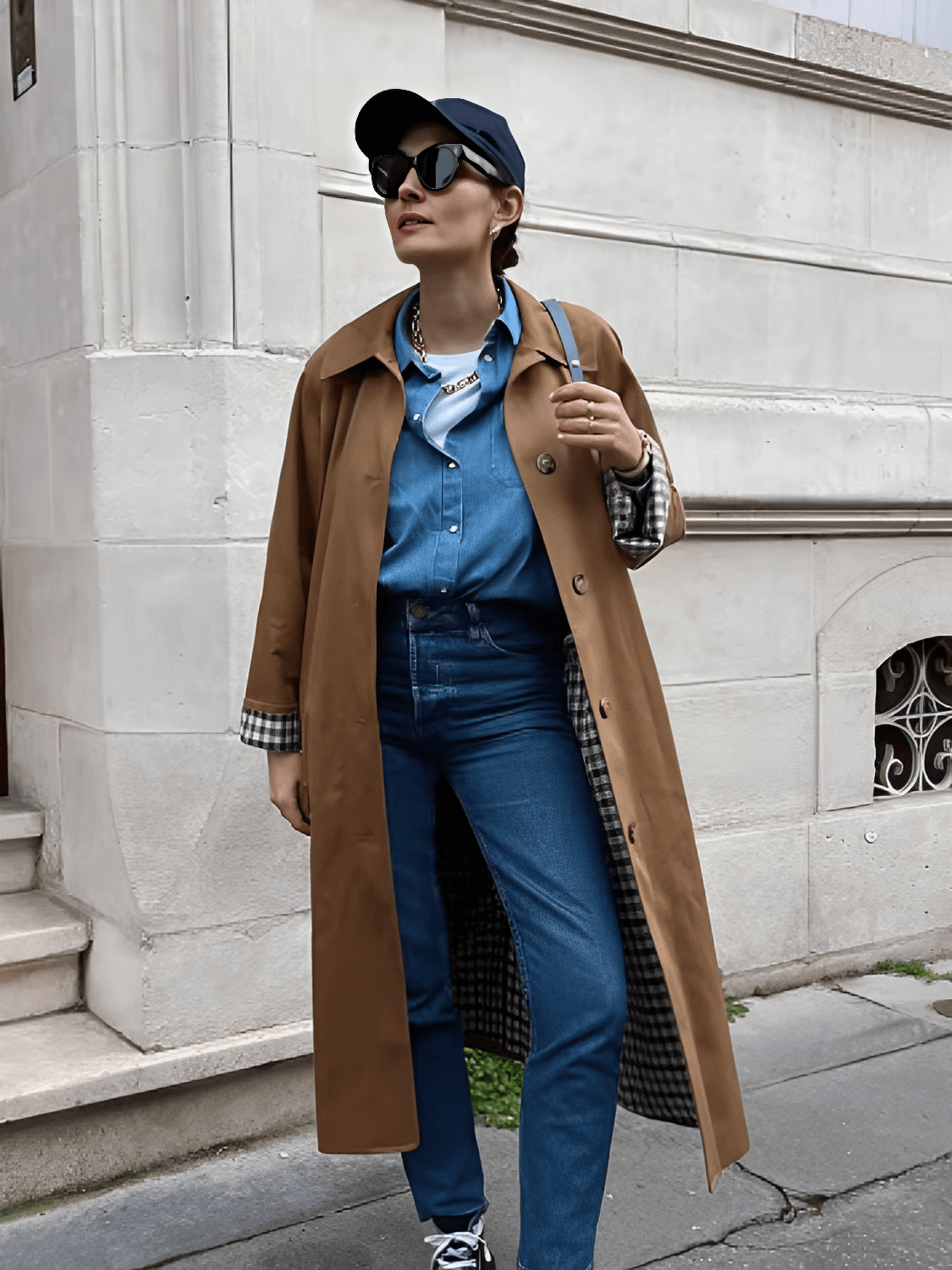 Classic Cut Overcoat with Plaid Lining and Buttons - Luceli