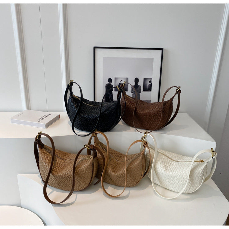 Fiorelle Damen Riviera Bias-Weave Crescent – Umwandelbare Schulter- zu Umhängetasche in französisch inspirierter Narbung