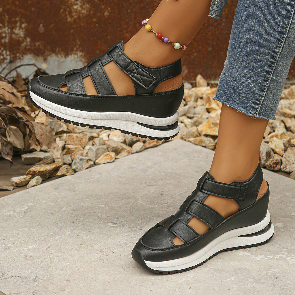 Sandales décontractées ajourées grande taille pour femme Fiorelle – Plateforme fine polyvalente avec semelle épaisse rehaussante