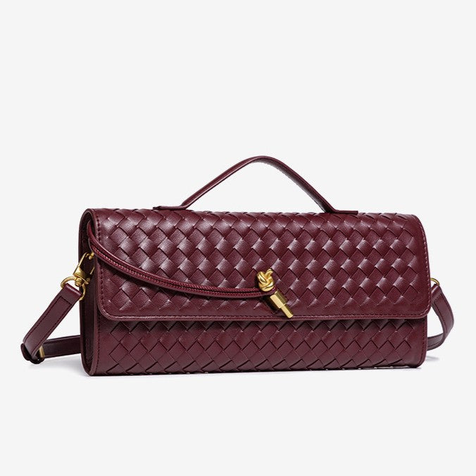 Pochette baguette céleste pour femme Fiorelle - Minaudière tressée à fermoir pression avec bandoulière chaîne