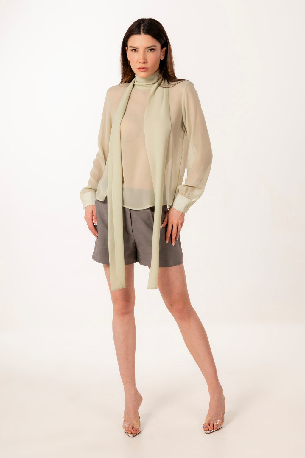 BLOUSE EN SOIE VERT CLAIR ÉXI-SIENNA