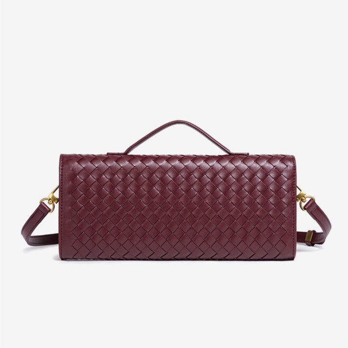 Pochette baguette céleste pour femme Fiorelle - Minaudière tressée à fermoir pression avec bandoulière chaîne