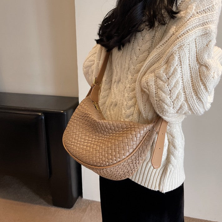 Fiorelle Damen Riviera Bias-Weave Crescent – Umwandelbare Schulter- zu Umhängetasche in französisch inspirierter Narbung