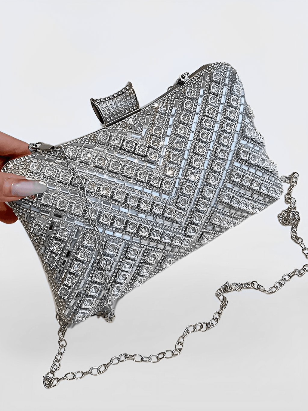 Pochette de soirée cristal pour femme avec bretelles amovibles – Nayra
