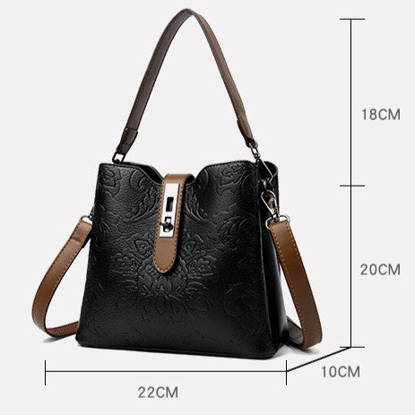 Fiorelle Women's Heritage Artisan Bucket – Charakteristische handgeblockte Motive auf Erbstück-Leder mit Village-to-City-Vielseitigkeit