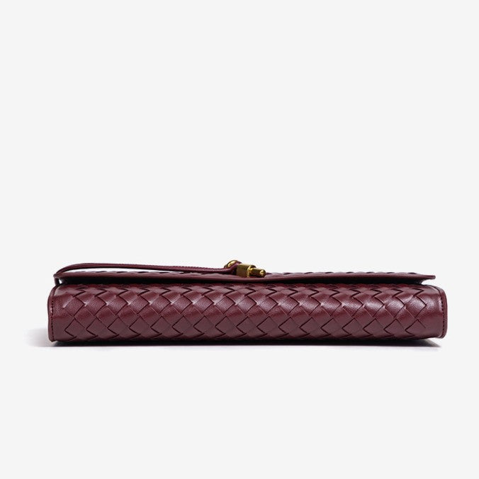 Pochette baguette céleste pour femme Fiorelle - Minaudière tressée à fermoir pression avec bandoulière chaîne