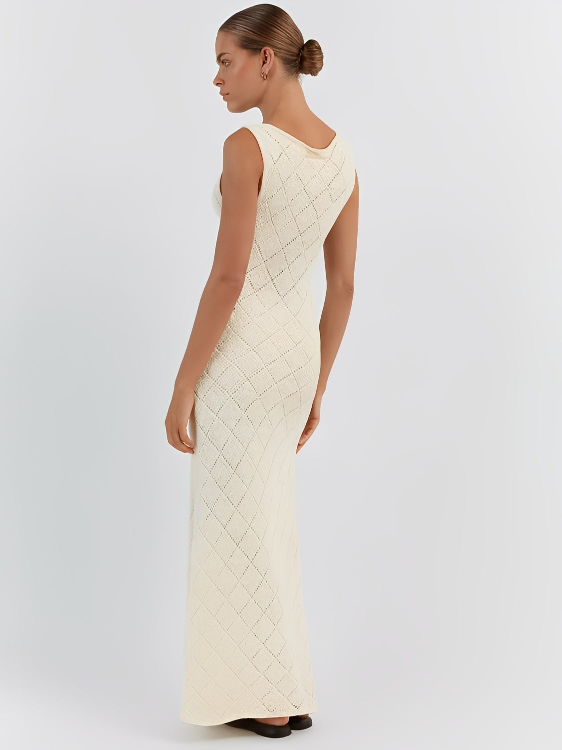 Openwork Crochet Maxi Dress with Side Slit – Filipa