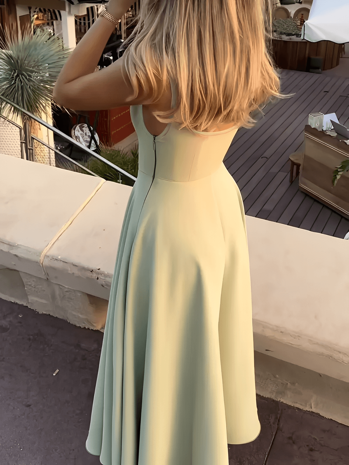 A-Linien-Maxikleid mit strukturiertem Korsett und eckigem Ausschnitt - Luciene