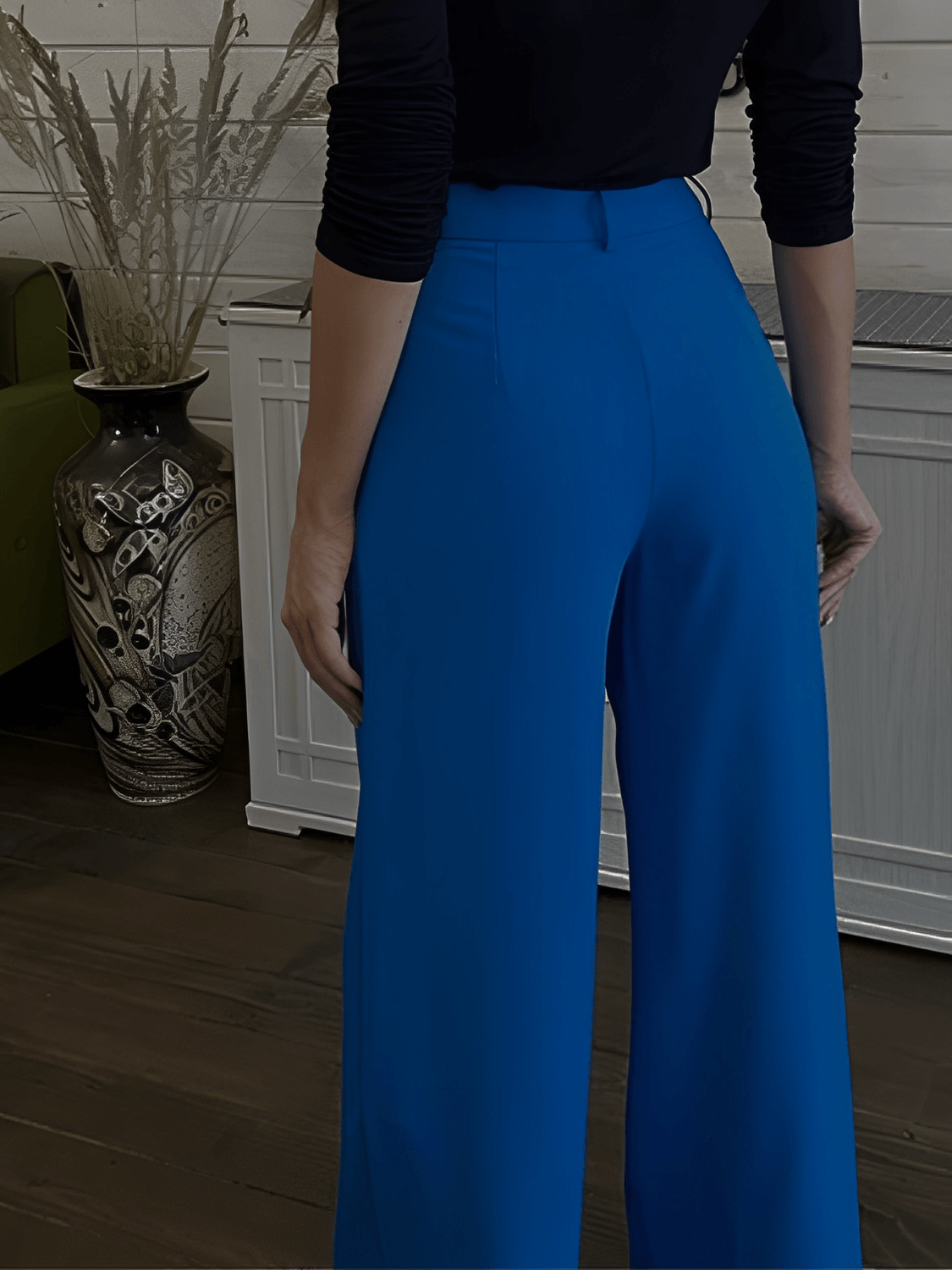 Pantalon large taille haute habillé pour femme avec poches – Madison