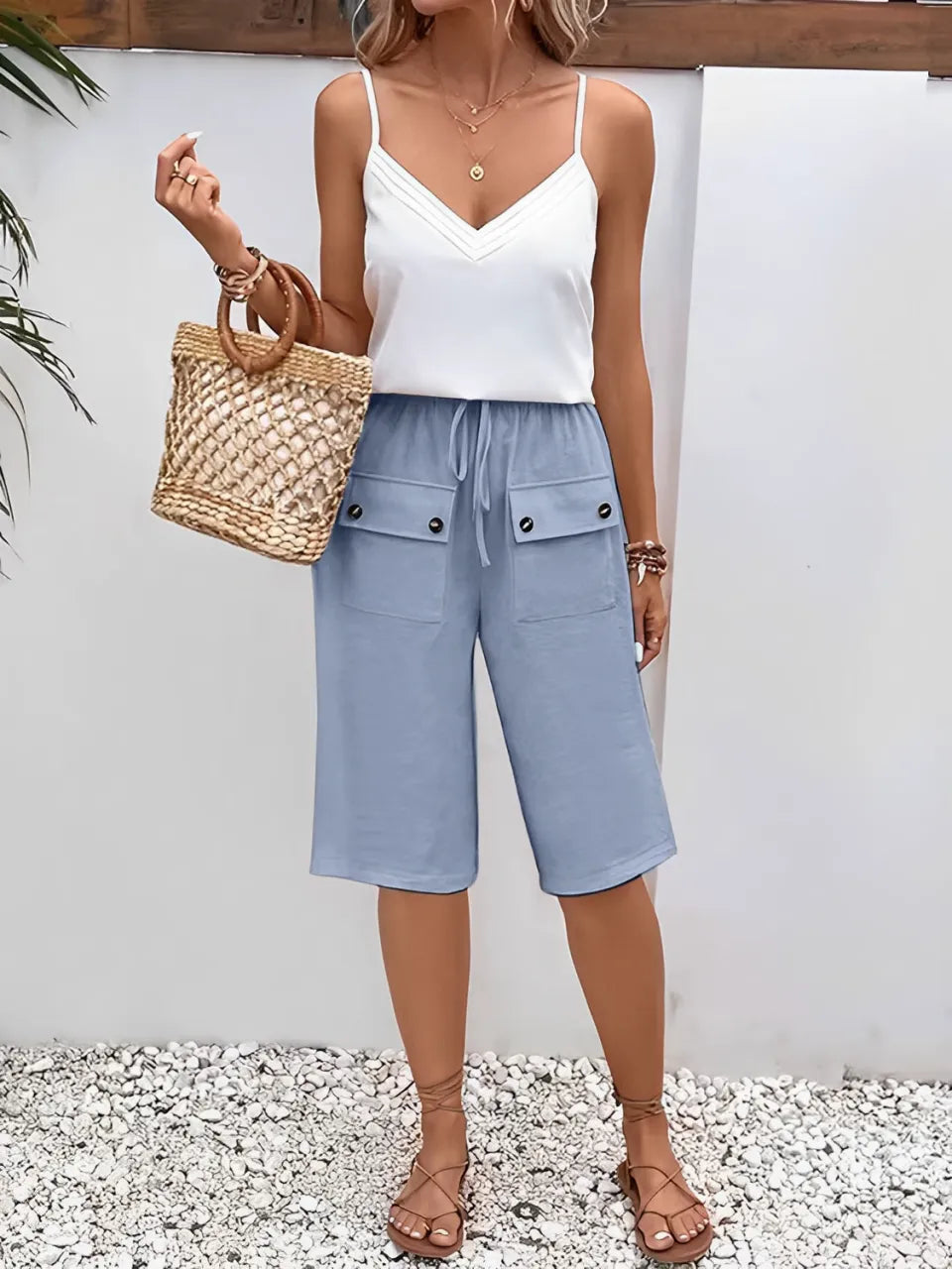 Women's Cargo Bermuda Shorts with Elastic Waist - Kylie