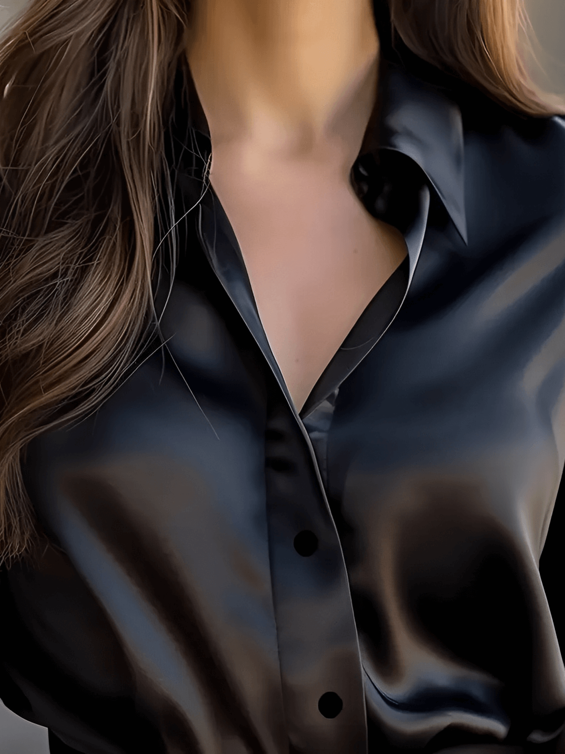 Satin Shirt with Lapel Collar and Straight Cuffs – Iolanda