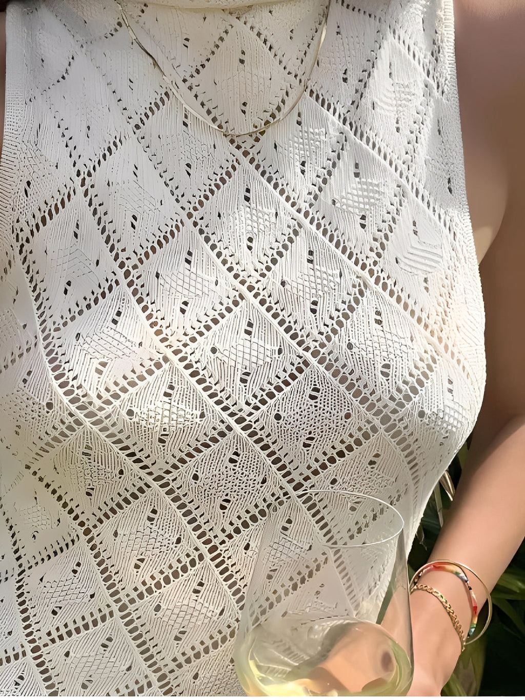Robe longue au crochet ajouré avec fente latérale – Filipa