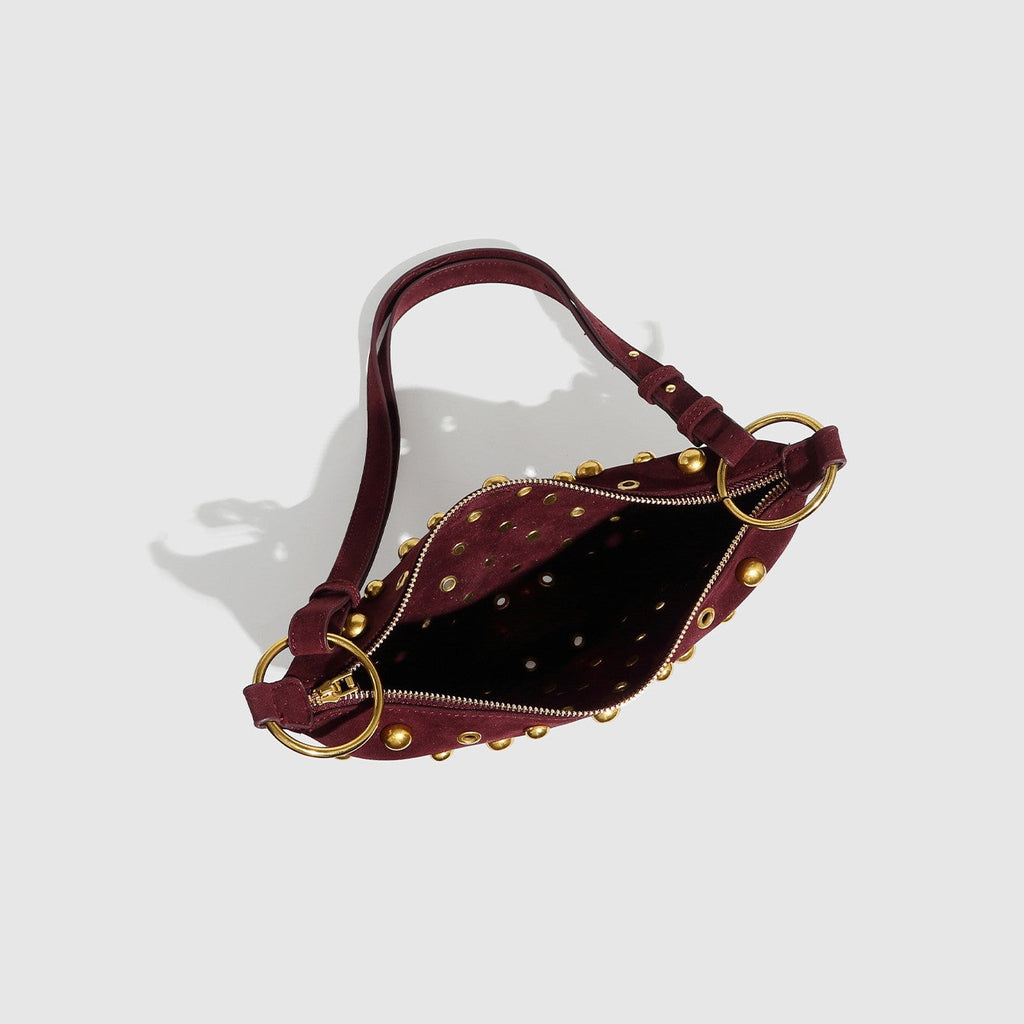Sac à aisselle Fiorelle Women's Rebel Rivet - Sac bandoulière punk à clous champignons avec bride amovible et texture effet usé