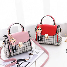 Fiorelle Damen-Mini-Umhängetasche mit Schottenkaro-Besatz – 3-Wege-Convertible-Tasche mit Color-Block-Design und Emaille-Anhängern, kleine Handtasche aus strukturiertem PU