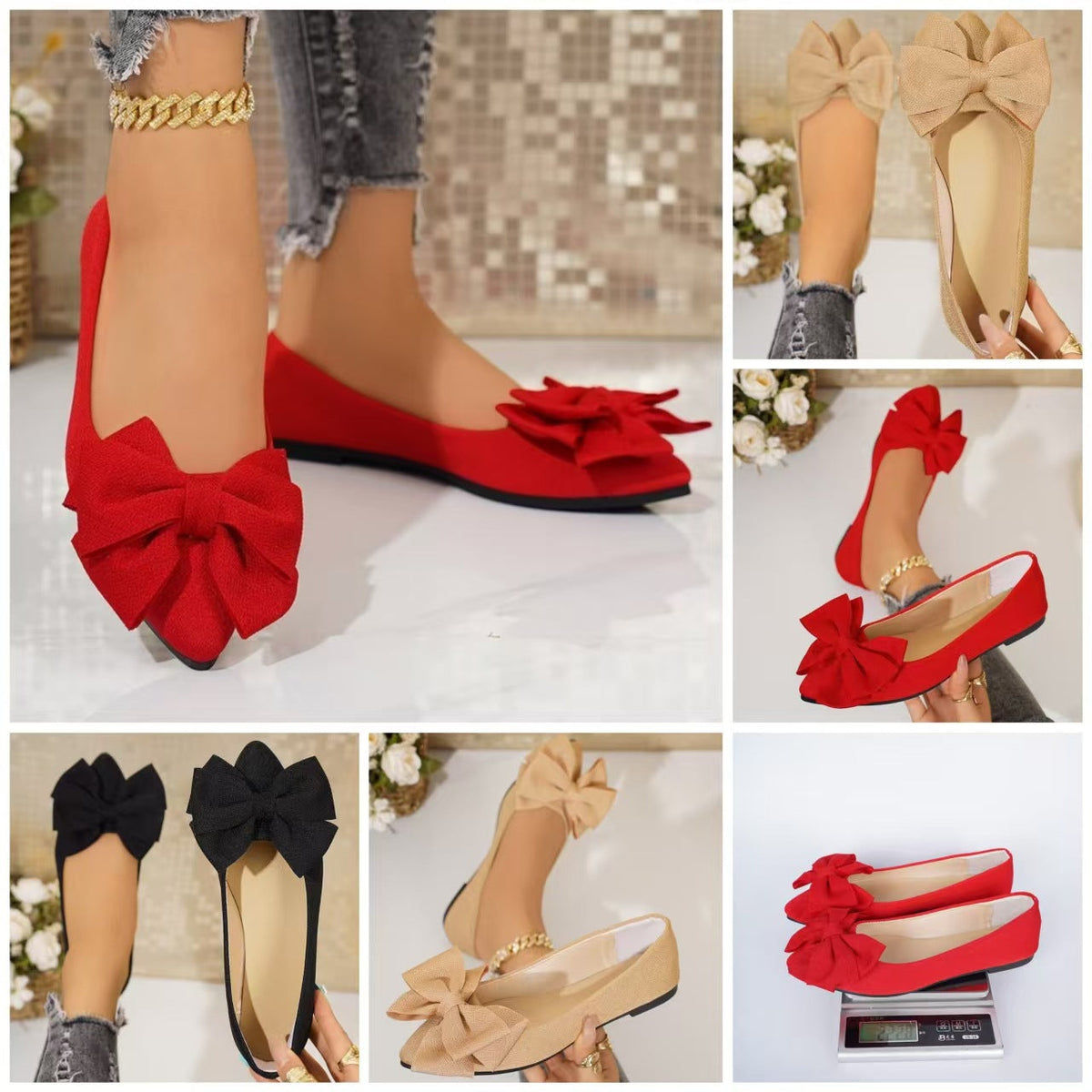 Mocassins plats à enfiler Bella Bow pour femme Fiorelle – Chaussures décontractées à semelle souple et bout pointu (US 5–10,5)