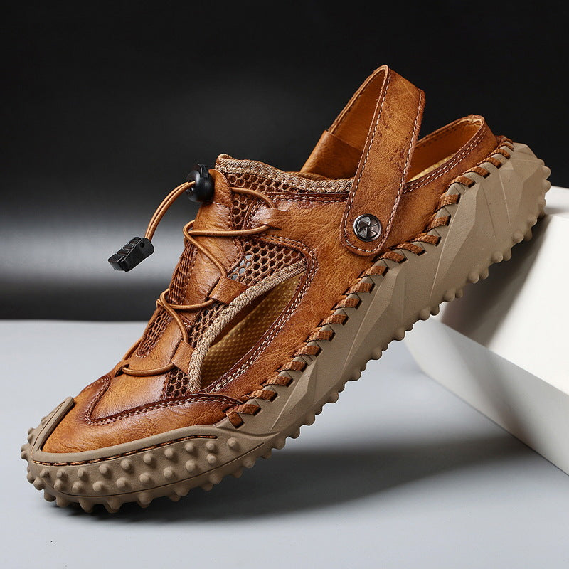 Sandales fermées respirantes pour hommes Fiorelle Coast – Chaussures de plage décontractées réglables en cuir souple et maille (US 7–12)