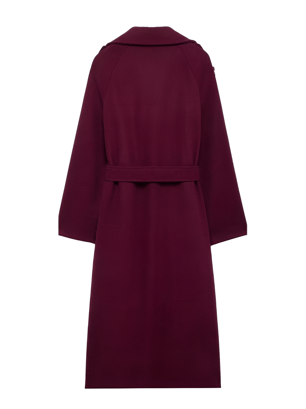 Long Boiled Wool Overcoat with Epaulettes and Tie Belt - Maisha
