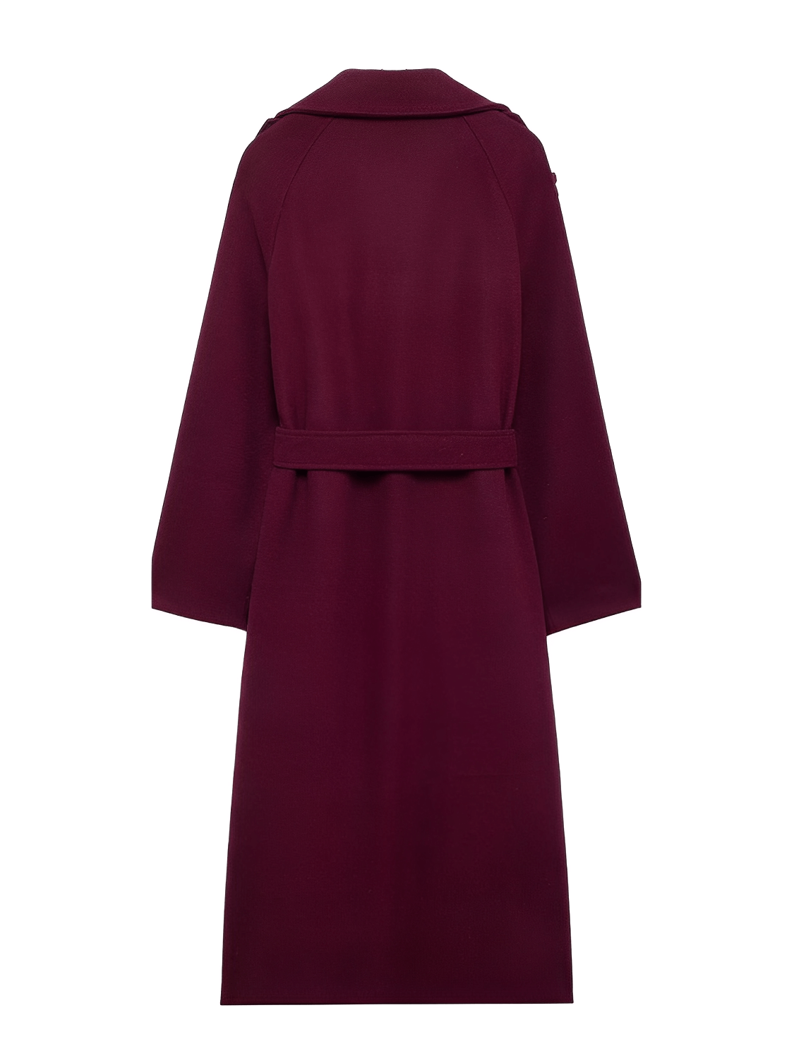 Long Boiled Wool Overcoat with Epaulettes and Tie Belt - Maisha