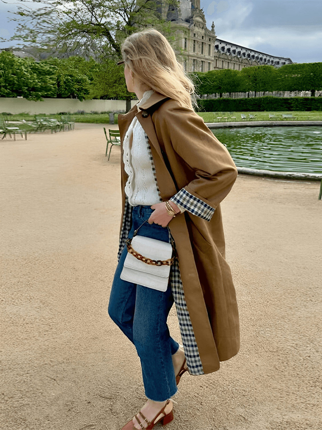 Classic Cut Overcoat with Plaid Lining and Buttons - Luceli