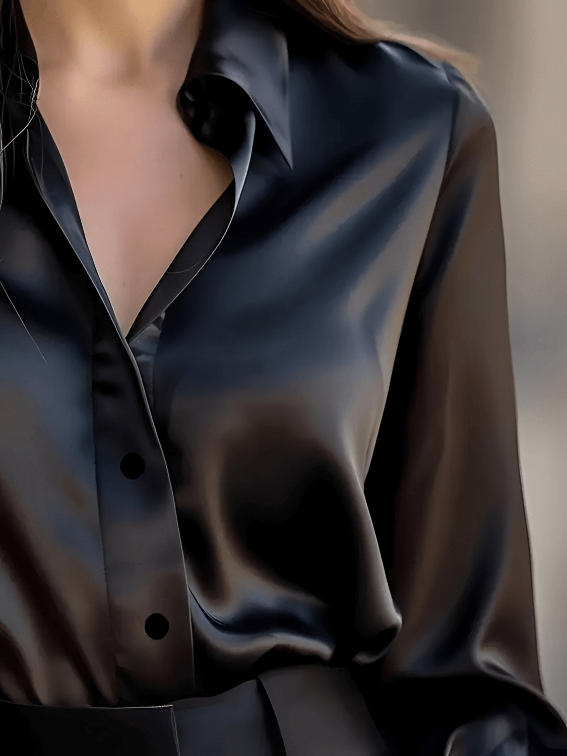 Satin Shirt with Lapel Collar and Straight Cuffs – Iolanda