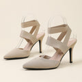 Escarpins à talons aiguilles Fiorelle Amara pour femme en tissu à bride de cheville – Talons élégants à bout pointu et côtés ajourés (US 4–10,5)