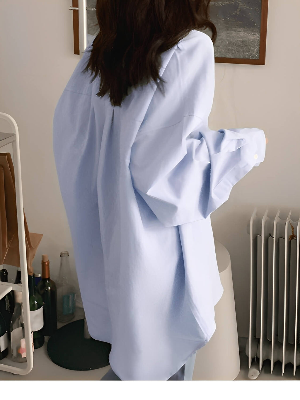 Chemise oversize à manches longues avec col rabattu et boutons – Lane
