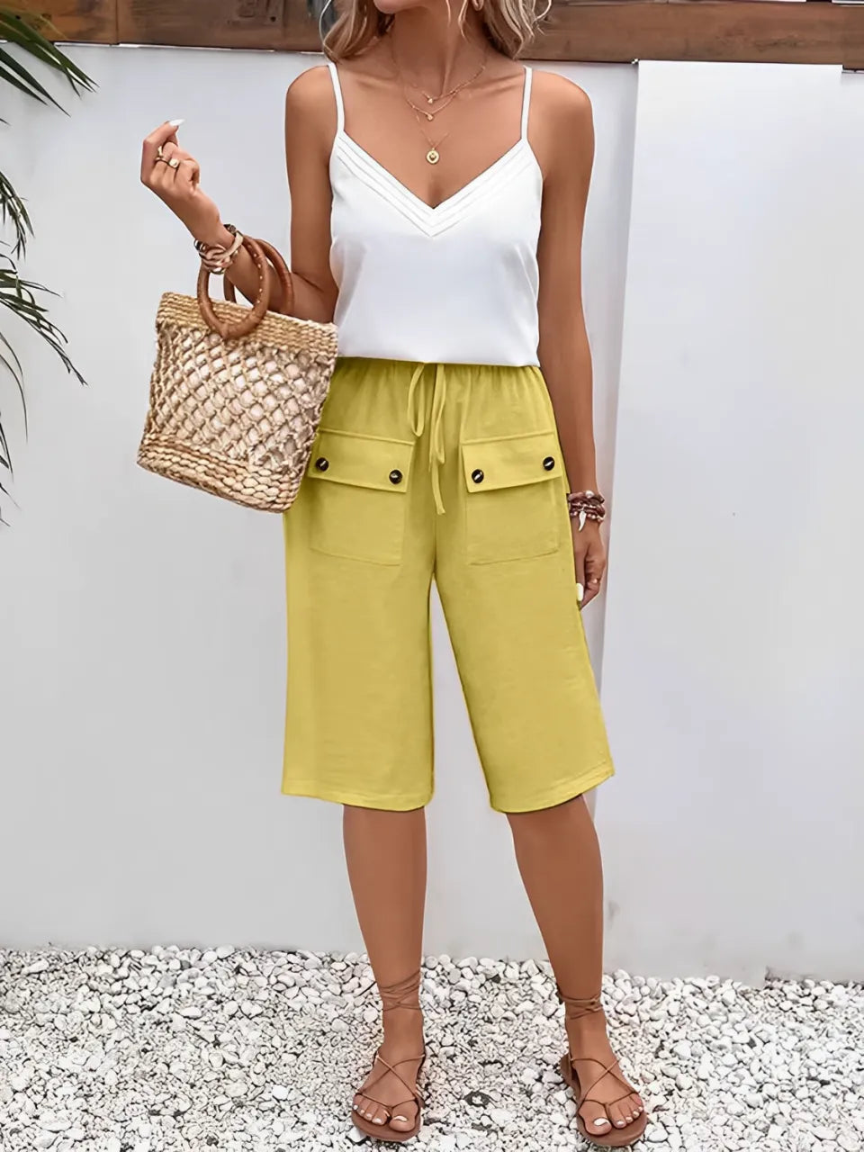 Women's Cargo Bermuda Shorts with Elastic Waist - Kylie