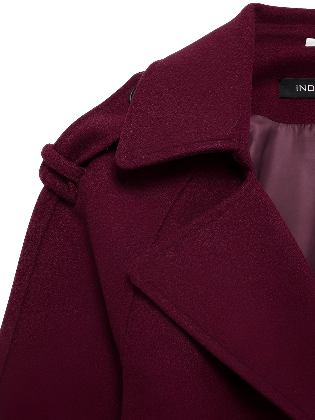 Long Boiled Wool Overcoat with Epaulettes and Tie Belt - Maisha