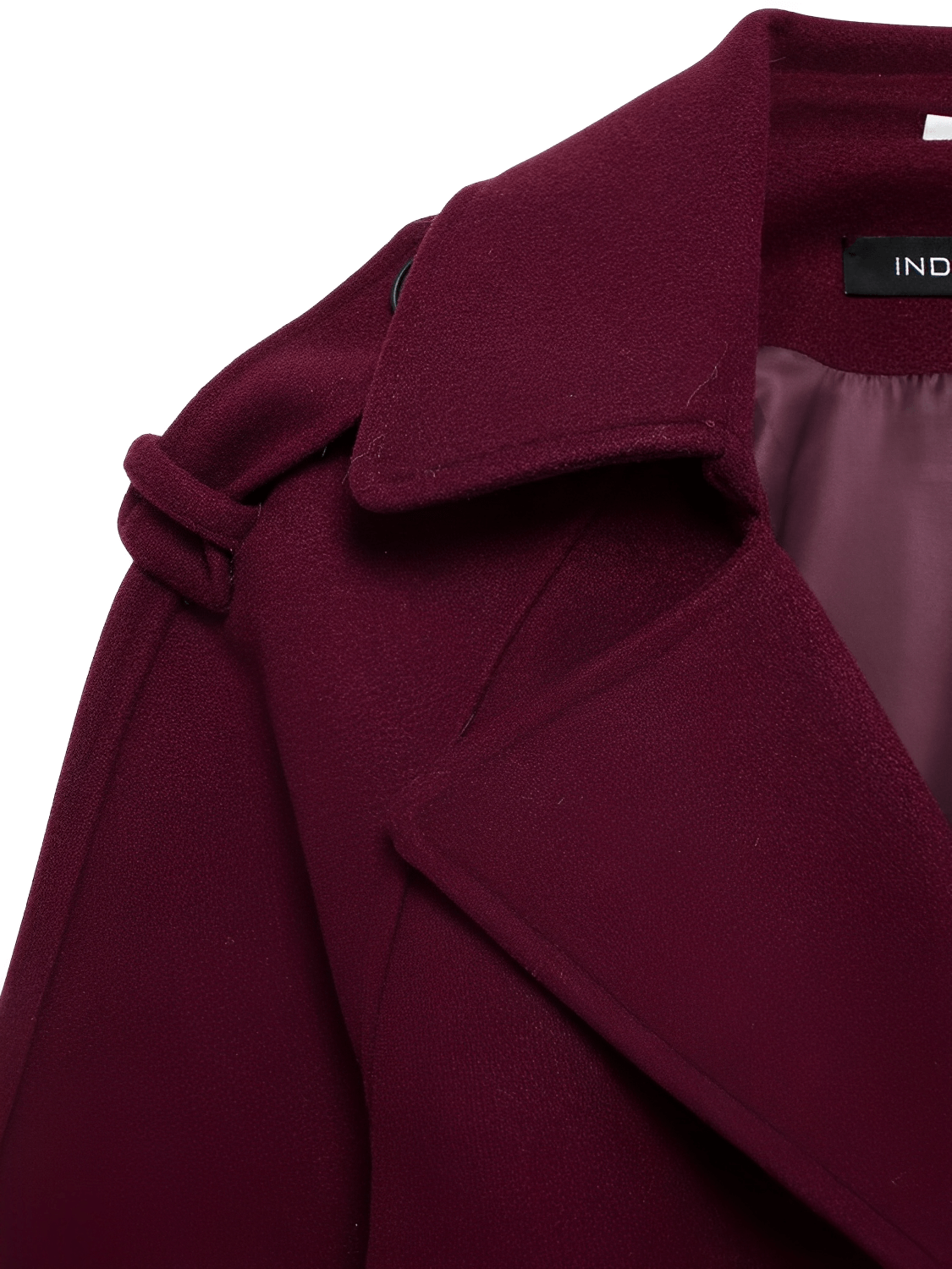 Long Boiled Wool Overcoat with Epaulettes and Tie Belt - Maisha