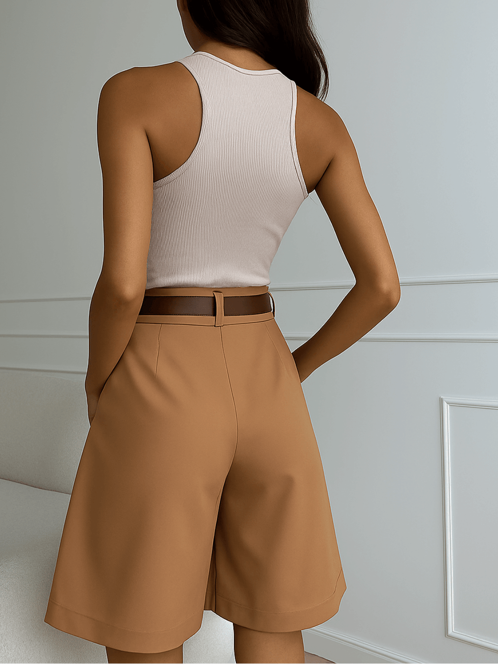 Tailored Bermuda Shorts with Front Draping and Pockets – Milena