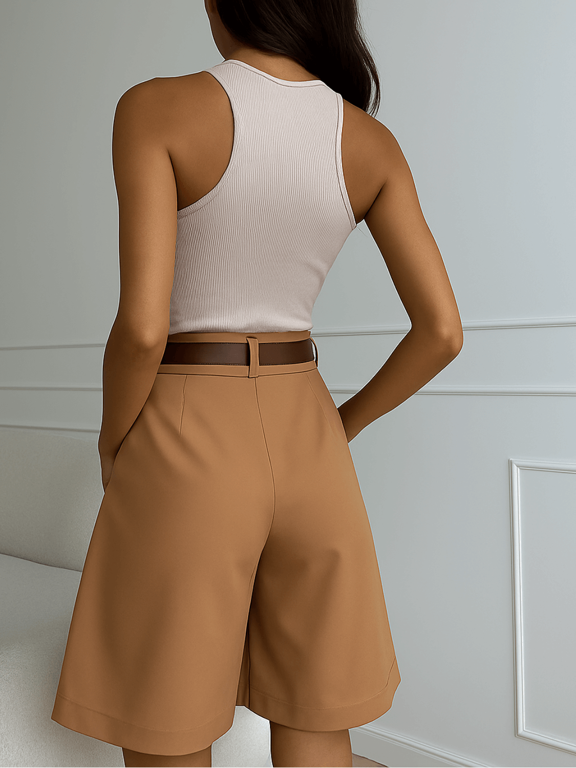 Tailored Bermuda Shorts with Front Draping and Pockets – Milena