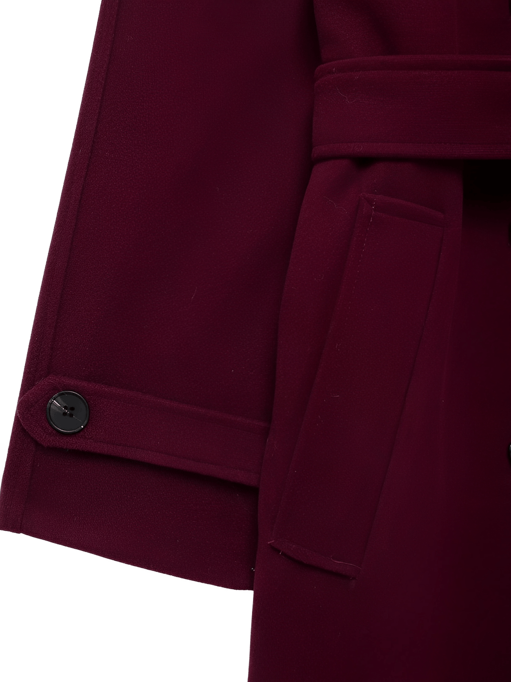 Long Boiled Wool Overcoat with Epaulettes and Tie Belt - Maisha