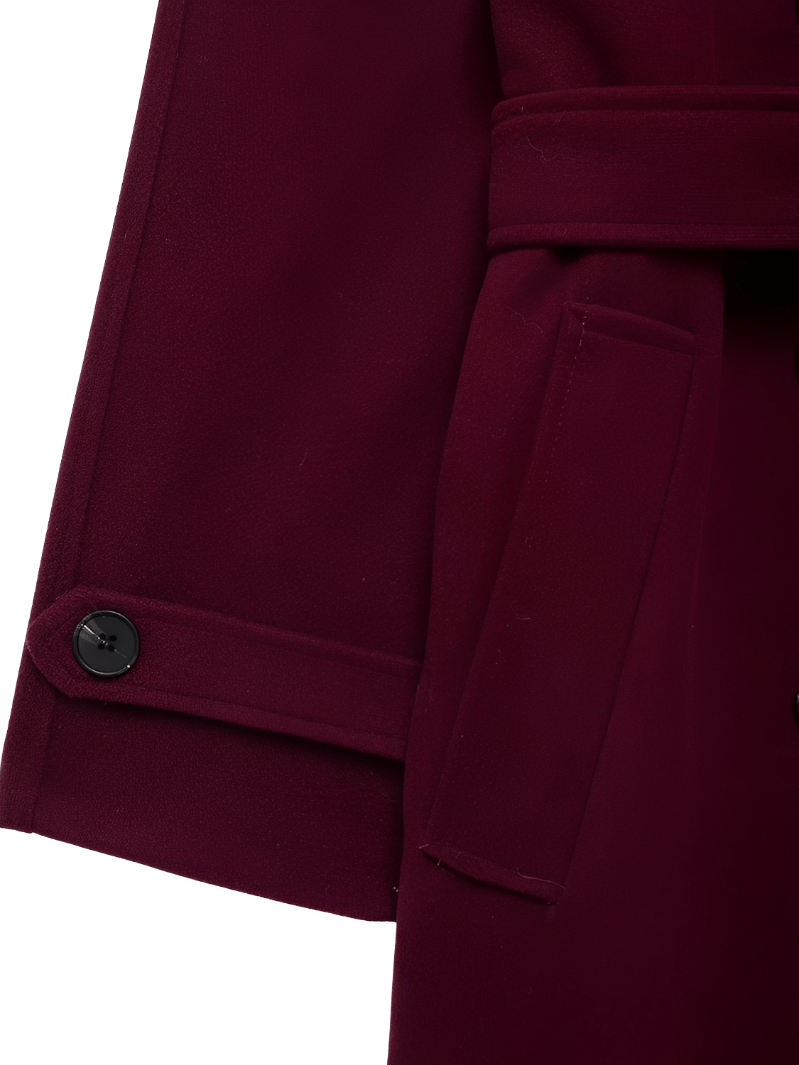 Long Boiled Wool Overcoat with Epaulettes and Tie Belt - Maisha