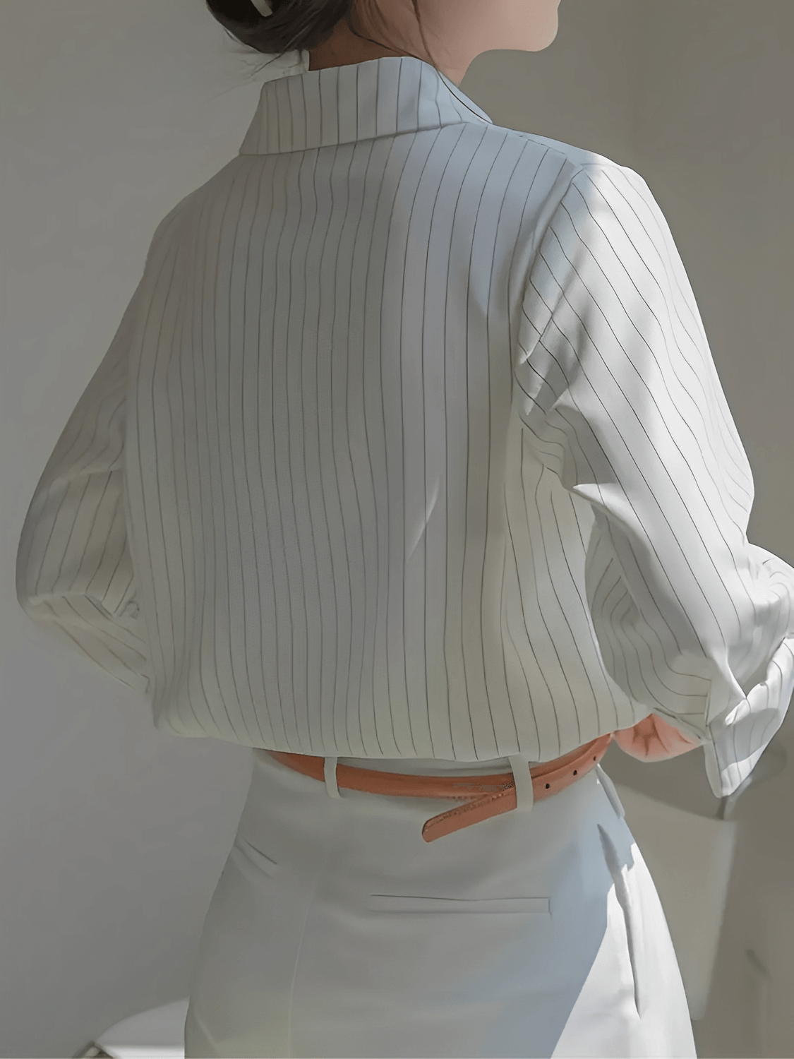 Vintage Pinstripe Shirt with Wide Collar and Fitted Cuffs - Lucia